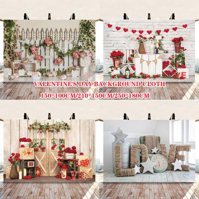 Valentines Day Wedding Love Flowers Photography Background Cloth Backdrops Prop Decor