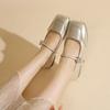 Autumn New Mary Jane Shoes Flat Bottom Square Head Fashion Temperament Women's Shoes Not Tired Shallow Mouth Single Shoes