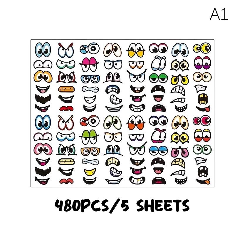 

480/960Pcs Cartoon Expressions Stickers Self-Adhesive Eyes Mouth Sticker With Playful Faces For Scrapbook Diy Decoration Parties A1