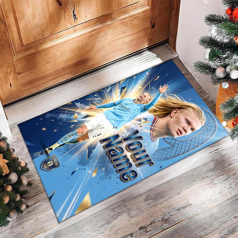 Erling Haaland Printed Crystal Velvet Rug Non‑Slip Crystal Velvet Carpet For Sofa Bedroom Indoor Home Decoration