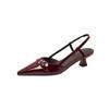 French pointed patent leather bag head sandals women's summer 2024 new fairy style retro versatile stiletto empty shoes