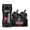 Activated Charcoal Body Wash & Loofah Set of 1 for Men Deep Cleansing Oil Control Detox
