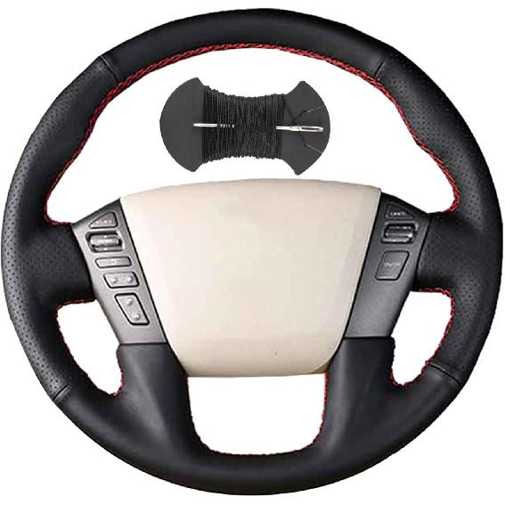 Microfiber Leather Car Steering Wheel Cover Anti-Slip Stitch Wheel Wrap Fit for Nissan Patrol 2011-2017 Armada 2013-2019 NV Cargo NV Passenger US
