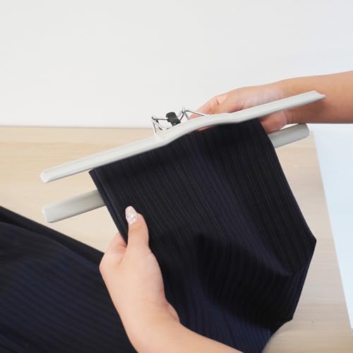 Shinko Hanger One-Lock Hangers, Gray, Set of 2, for Pants, Jeans, and Slacks, One-Touch Clip-On Clothes, Closet Organization, 017272