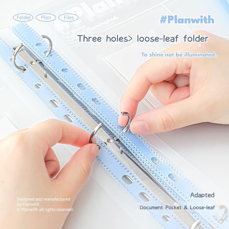 A4 Simplicity Large Capacity File Folders Blue White Color 3 Hole Binder Desktop Organizer Student Test Paper File Folders