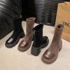 Super hot Internet celebrity explosion Martin boots women's autumn 2025 new brown thick heel thin short boots women