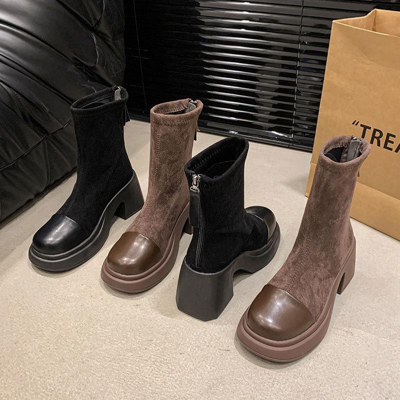 Super Hot Internet Celebrity Explosion Martin Boots Women's Autumn 2025 New Brown Thick Heel Thin Short Boots Women