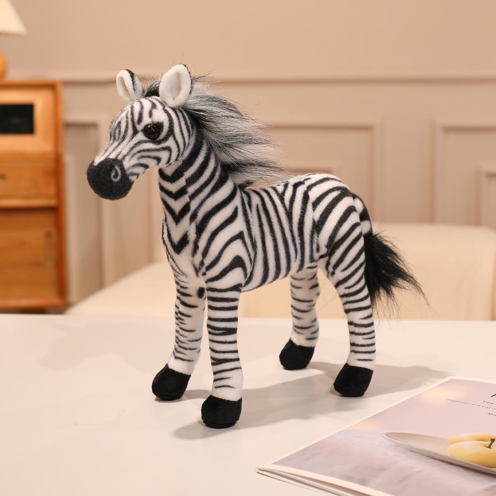 Cute Simulation Brown Pony Doll Plush Toy Zebra Foal Doll Children Companionship Soothing Rag Doll