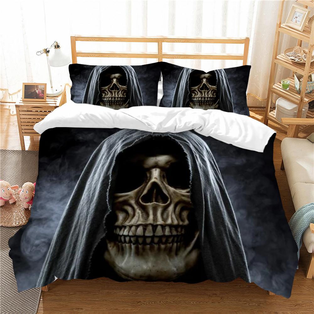 Bettbezug 3D Schädel Druck Bettbezug Set Hohe Qualität Einzelgröße Bettdeckenbezug Set Jungen Mädchen Zuhause Bettwäsche Set