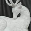 Elegant Animal Figurines 3D Printed Deer Figurine, White Sitting Stag Sculpture with Antlers, Art Minimalist Christmas Tabletop Decor for Home Living