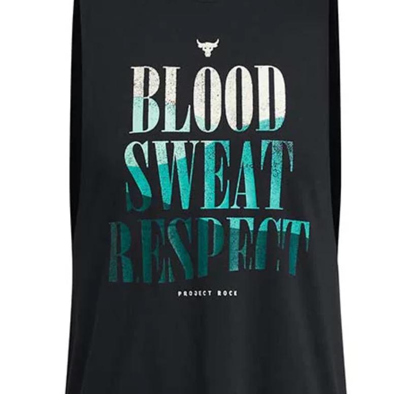 Under Armour Project Rock Gradientní nápis Design Ležérní Volný Kulatý výstřih Bez rukávů Pánské topy Černá 1383228-001
