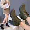 High heel thick heel casual women's boots, muffin platform short boots, round head Martin short boots womn shos.