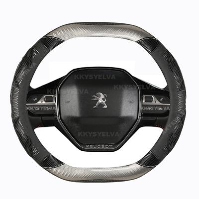 Skórzana osłona na kierownicę do samochodu z włókna węglowego dla Peugeot 508 3008 GT 4008 5008 2017 2018 E 2008 Auto