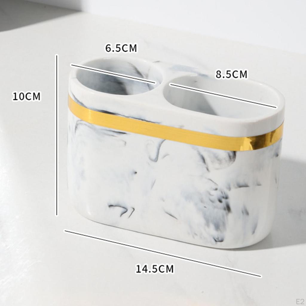 Toothbrush Holder Bathroom Storage 2 Compartment Vanity Organizer Versatile Resin for