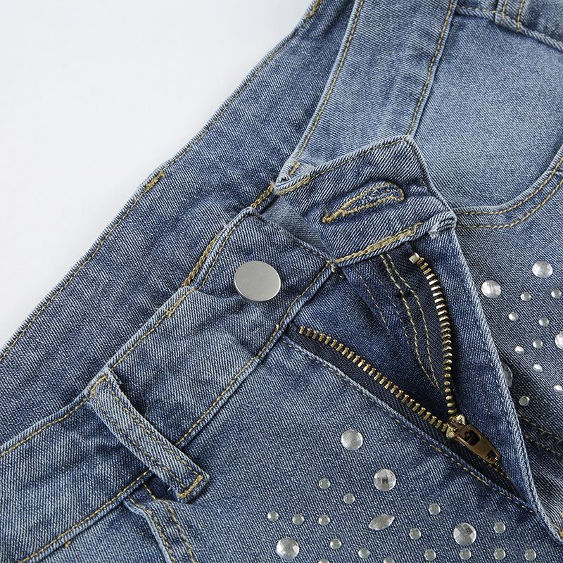 Trendy European-American Rhinestone Denim Shorts: Fashion-Forward, Versatile Streetwear