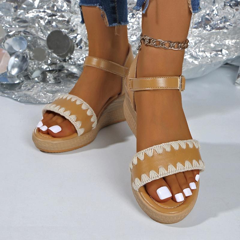 Wedge Sandals Women's Summer 2025 New Platform Size Plus Size Lace Muffin Roman Sandals