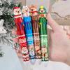 Christmas 10-Color Ballpoint Pen Santa Snowman Topper Designs Pen Multi-Color Writing Tool Fun Holiday Gift for Students Friends