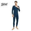 Winter Base Layer Long Sleeve Thermal Underwear Pcs/Set Men Set 2 V Neck Warm Thick
