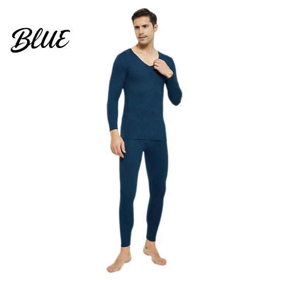 Winter Base Layer Long Sleeve Thermal Underwear Pcs/Set Men Set 2 V Neck Warm Thick