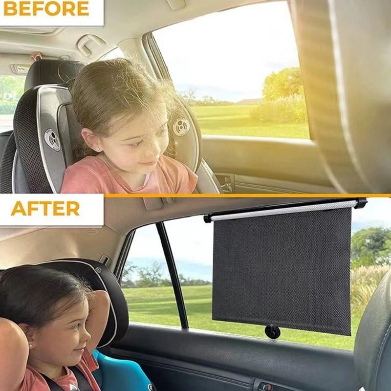 2 Pack Retractable Side Window Sun Shade Car Curtain Car Window Roller Shades for Baby in Car Effectively Block Sunlight