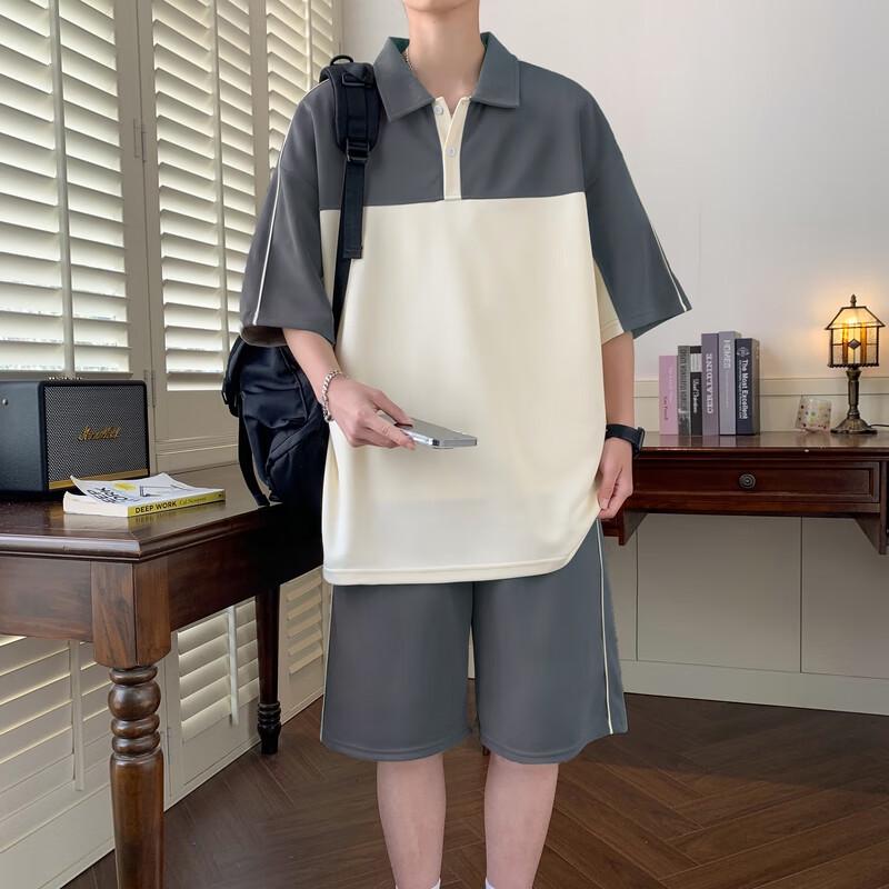 Men's Ice Silk Polo Shirt & Shorts Set