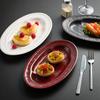 Wheat Ears Ceramic Fish Plate Oval Tomahawk Steak Plate High-End Restaurant Hotel Dish French Steamed Fish Plate Underglaze Color