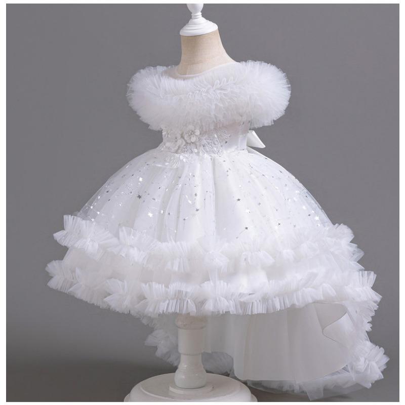Girls Puffy Princess Dress Flower Girl Wedding Piano Performance Formal Dress