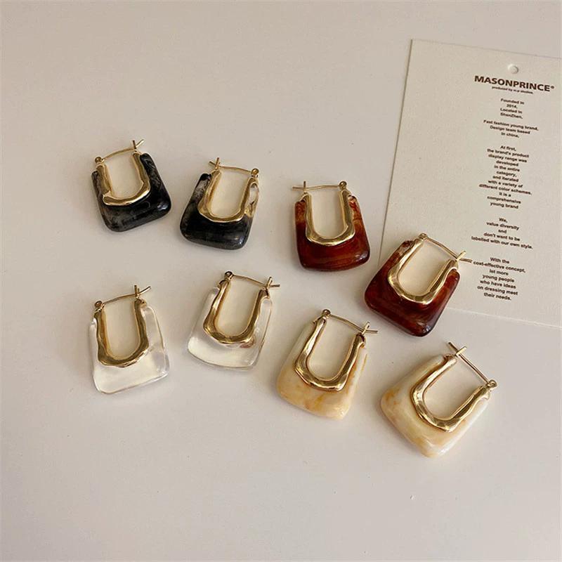 1 par hengende øredobber for kvinner Vintage U-formede oljematchende drypp Glatt farge Ball Huggie øredobber Pendling Dingle