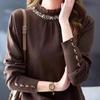 French Sweater Women's Half Turtleneck Beaded Knitted Sweater Women's Autumn and Winter Ruffle Fringed Long-sleeved Pullover