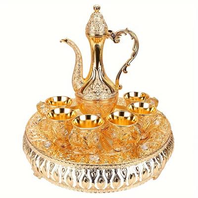Set Turkish Wine Set European Style Metal Wine Set For Home And Restaurant Decoration European Style Wine Pot And Cups Set Luxury Wine Set Home Decor