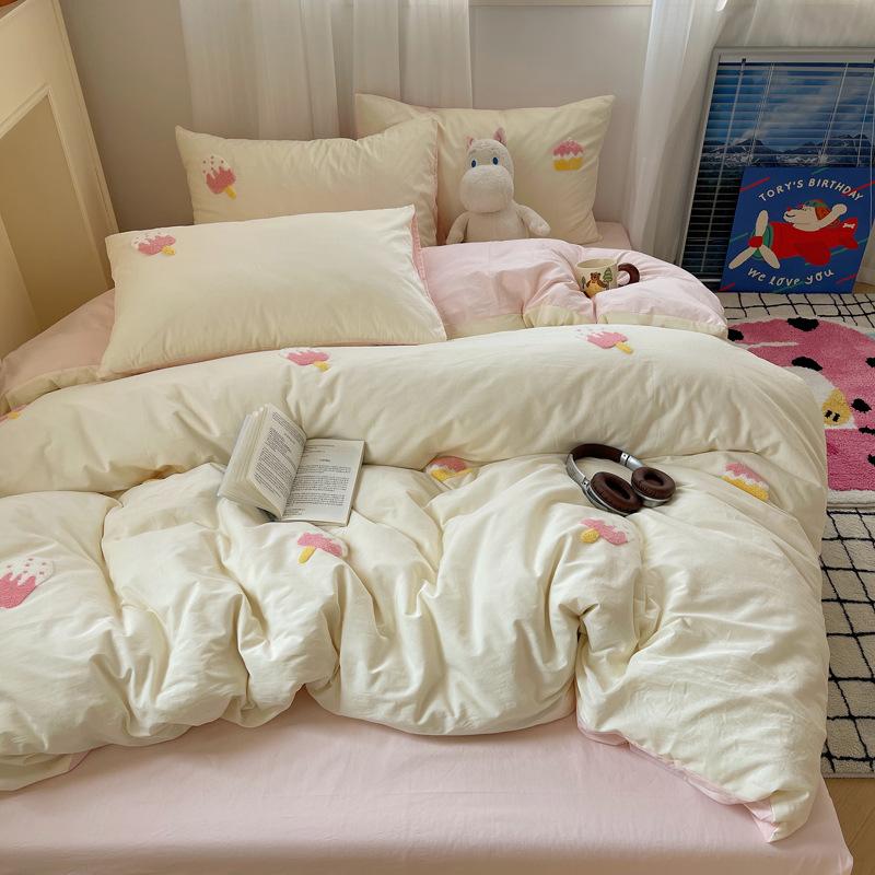 Small Fresh Bed Four-piece Set of Pure Cotton Bedding Quilt Cover Sheets