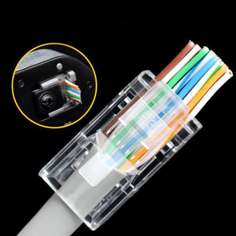100pcs Cat6 RJ45 Ends, 8P8C Cat6 RJ45 Connectors Clear Ethernet Crimp Connectors For UTP Networking Cable 24-26AWG