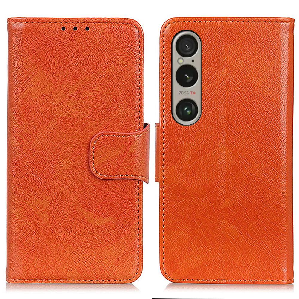 For Sony Xperia 1 VI Phone Case Split Leather Wallet Stand Nappa Texture Shockproof Cover