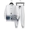 Spring and Autumn Men's Fashion Letter Printed Round Neck Sweater Casual Pants Set
