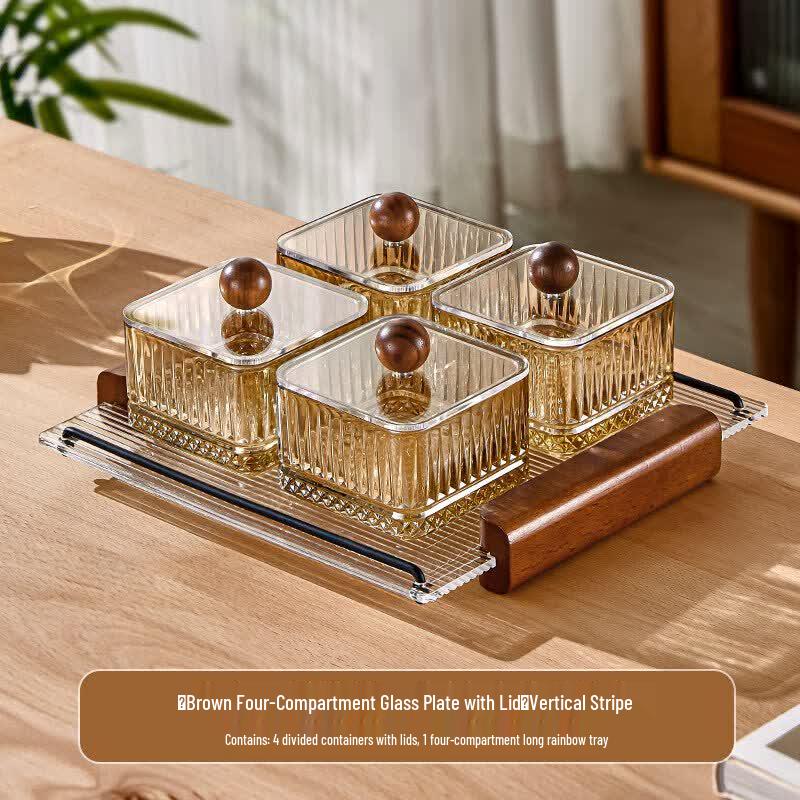 Andytai Divided Glass Snack Serving Plate