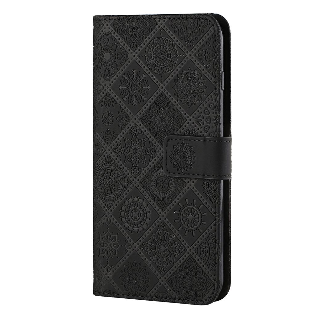 For Xiaomi Redmi Note 13 5G Phone Case Ethnic Style Imprinted Flower Pattern Leather Cover