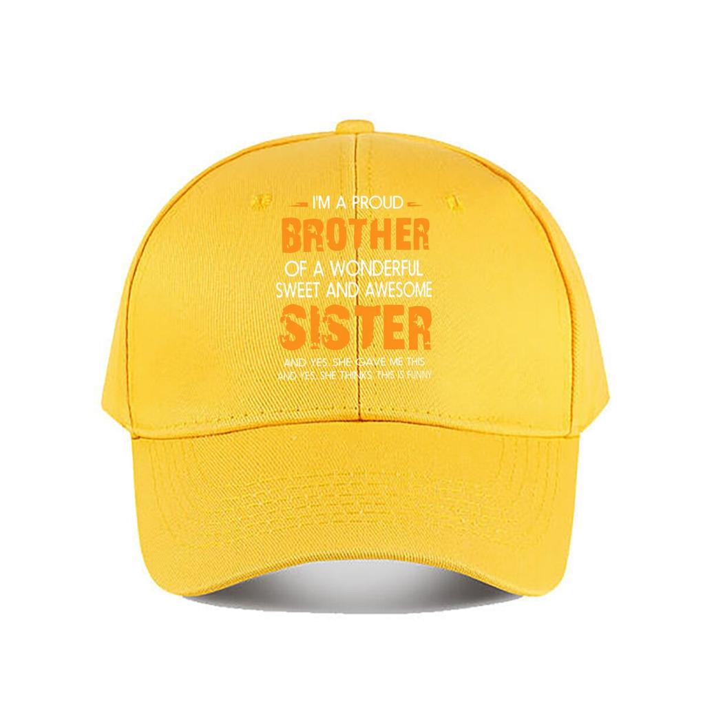 Brother Sister Bold Orange Typography Graphic Baseball Cap Fashion Unisex Sunhat Womens Outdoor Sports