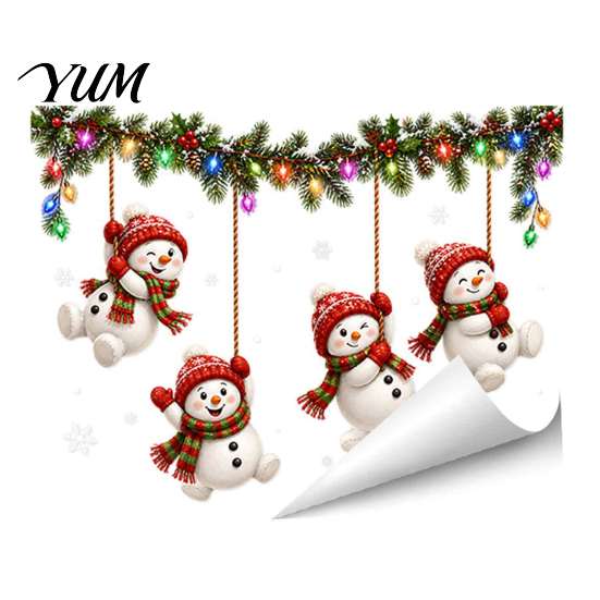 Transparent Decorative Stickers Christmas Static Window Clings, Removable Glass Decals, Snowman Santa Reindeer Nutcracker Glue Free Film with