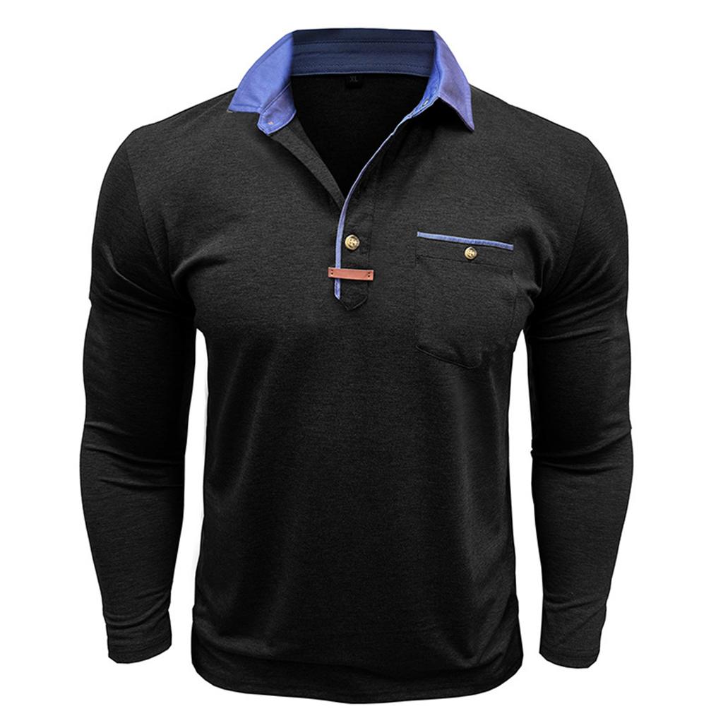 Men'S Button Up Long Sleeved Fashionable Casual Sports Top