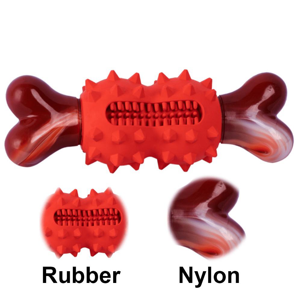 Dog Toys Chewing Grinding Teeth Cleaning Bite Resistant Rubber Nylon Bones Easy Clean  Relieve Stress Fun Dog Toothbrush Toys