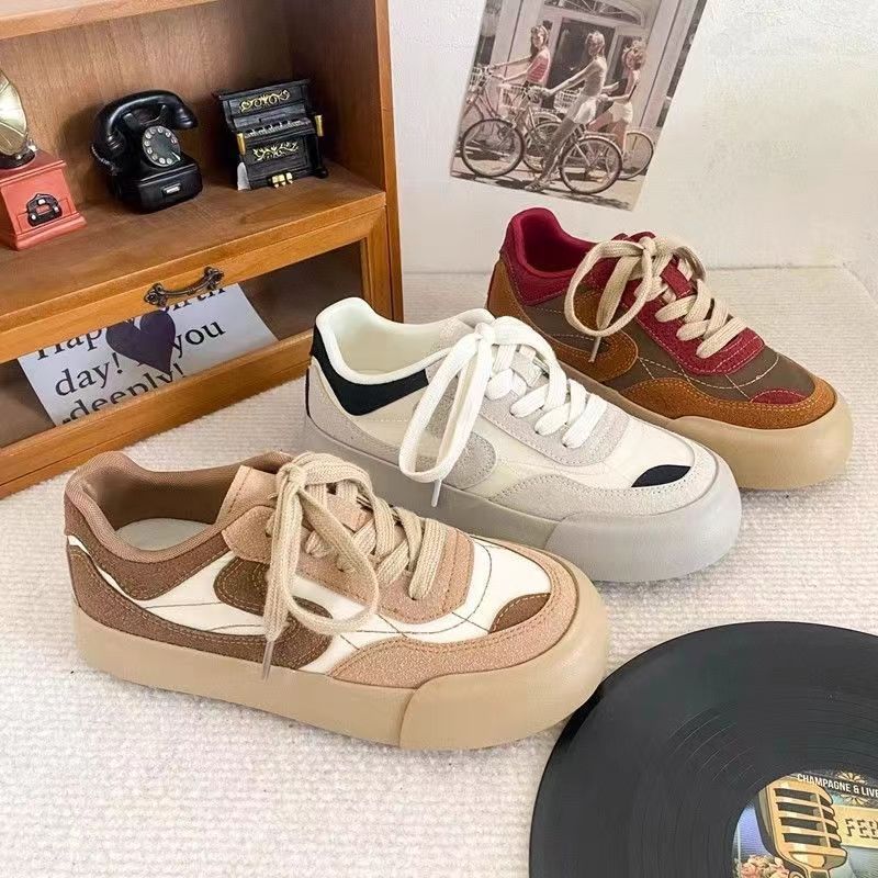 Retro red board shoes women's autumn new niche design sense original ins versatile moral training shoes