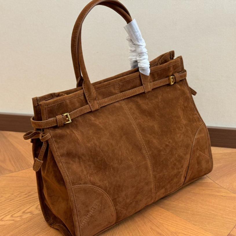 

Замшевая коричневая сумка через плечо женская дизайнерская сумка-тоут мягкая роскошная кожаная сумка-тоут повседневная мужская новая сумка-тоут