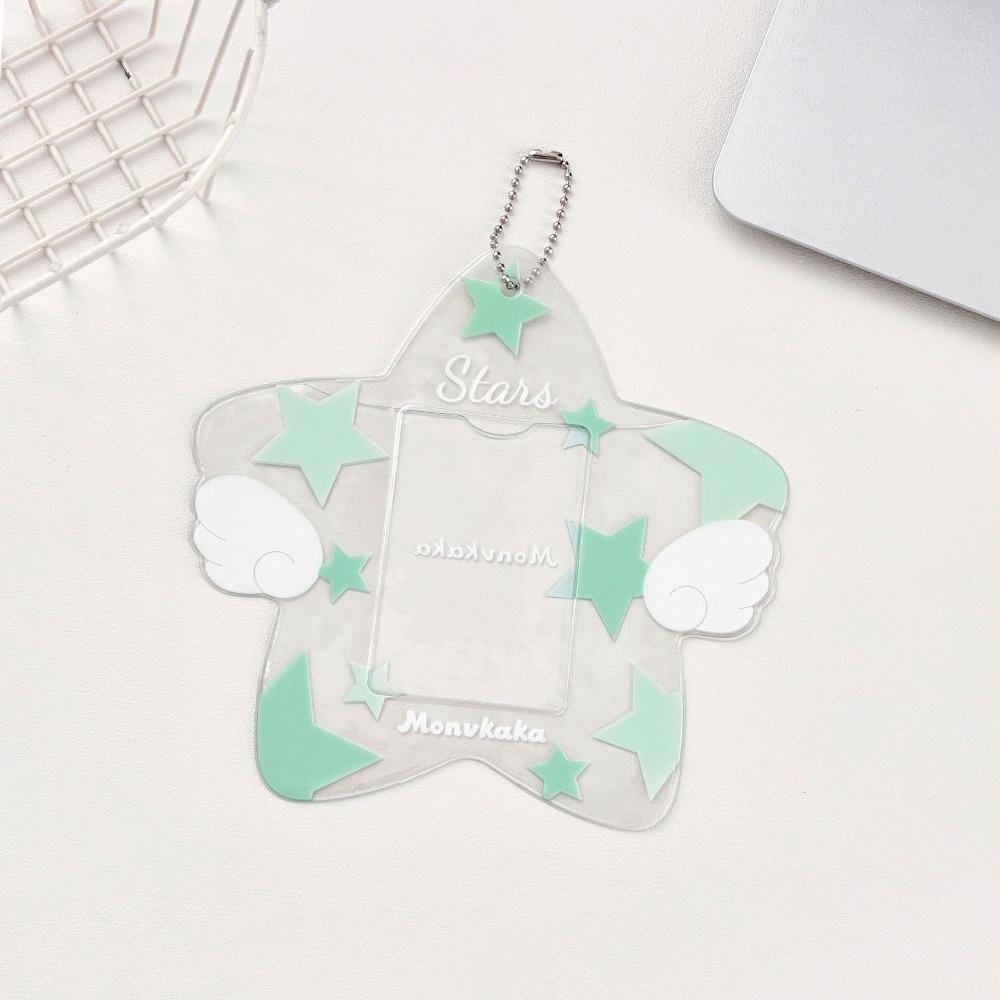 Star Shape Kpop Photo Card Holder Keychain Pendant Portable Idol Photo Card Cover PVC Cute 3 Inch Mini Photo Holder Girls