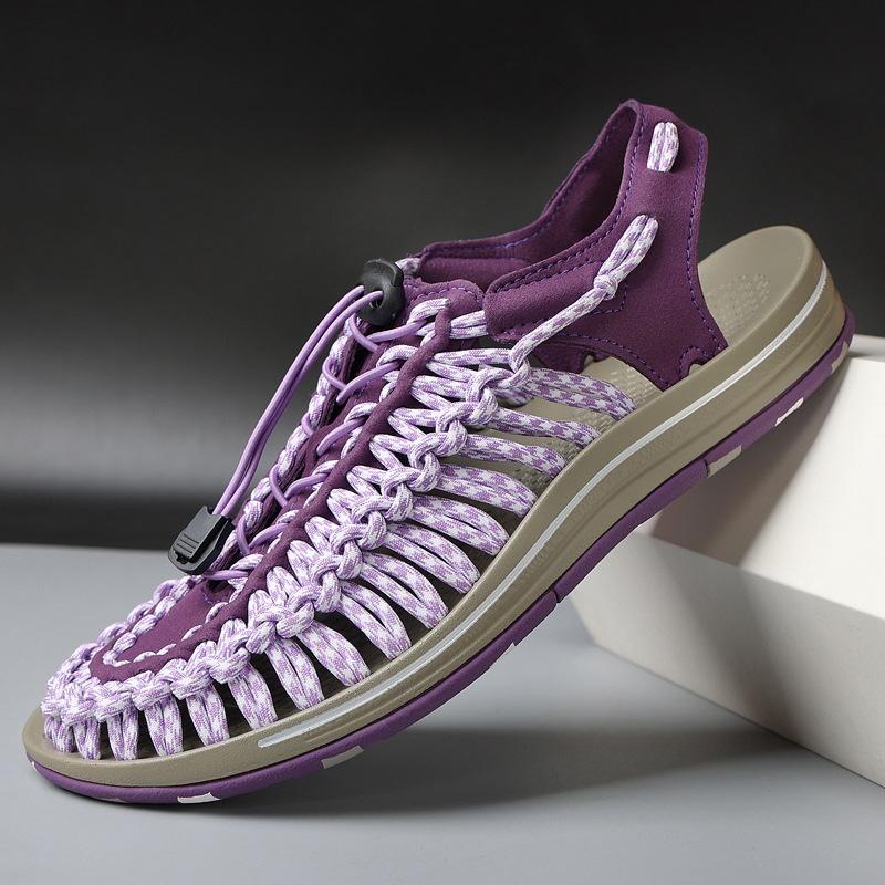 Foreign Trade Wish Summer New Woven Sandals Men's Shoes Trend Large Size Outdoor Beach Shoes Multi-color Couple Shoes