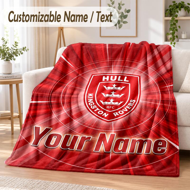 Custom Text Flannel Blanket Hull KR Print Warm Cozy Blanket Home Sofa Bedding