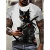 Men's 3D Warrior Cat Pattern Animal Printed T-shirt
