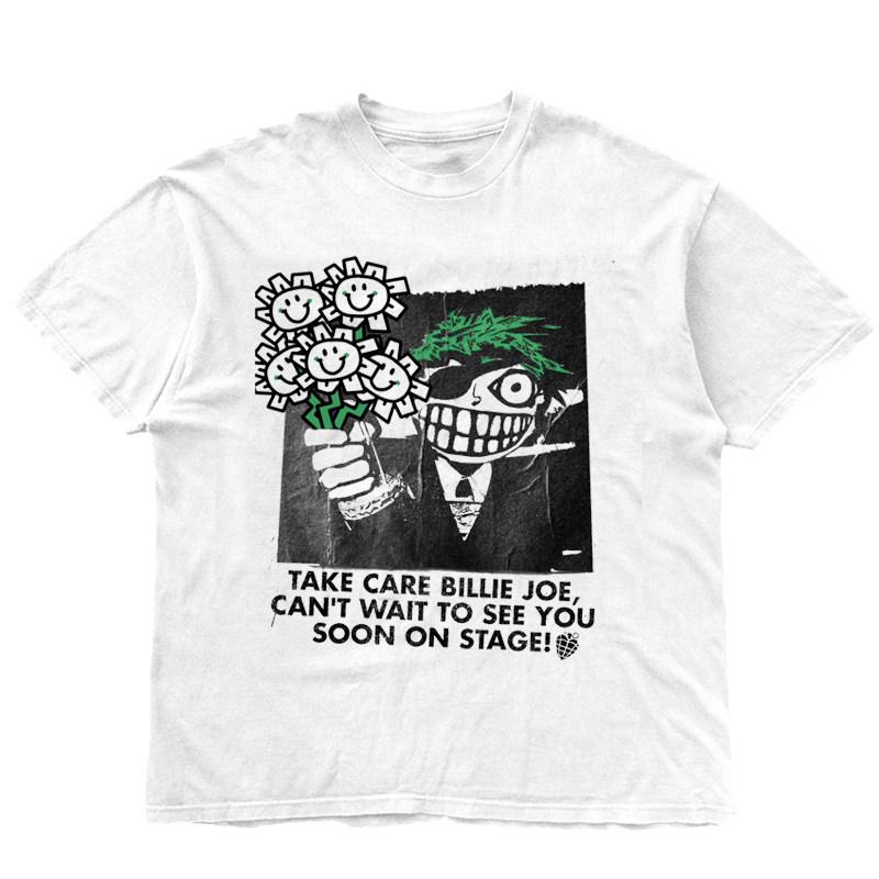 New Green Day Band Illustration Fun Music Album American Retro Punk Loose Mens and Womens Printed Tshirt