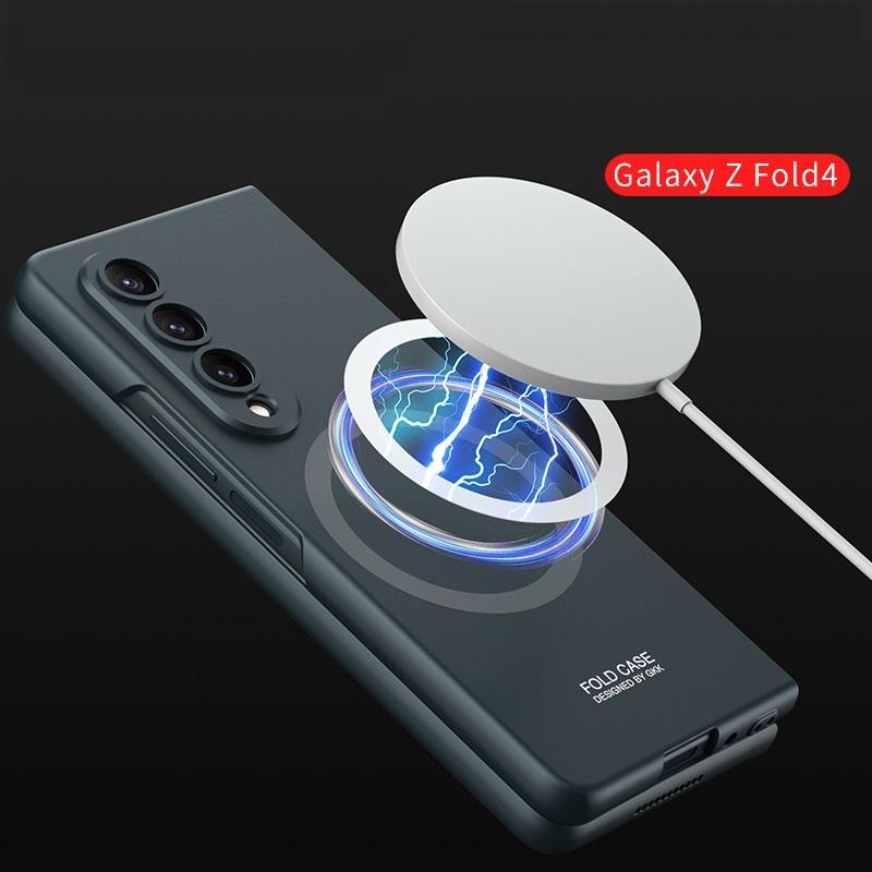 Magnetic Wireless Chargers For Samsung Galaxy Z Fold 4 Case Glass Film Screen Protector Matte Hard Cover
