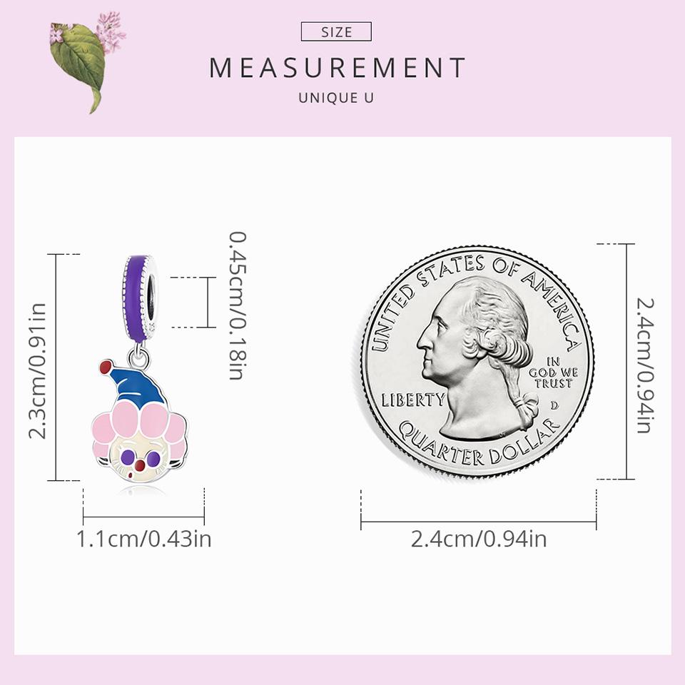 WOSTU New 925 Sterling Silver Funny Clown Charm Colorful Enamel Bead Pendant Fit Original Bracelet For Women Jewelry