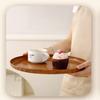 ZISIZ Retro Bamboo Wood Grain Round Serving Tray